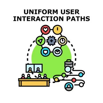 Uniform user interaction paths optimizing business process Stock Illustration
