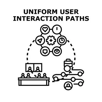 Uniform user interaction paths optimizing business process Stock Illustration