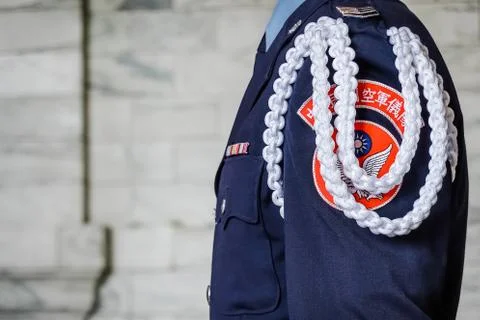 Uniforms guards shift stand still silently at Chiang Kai-shek Memorial Hall. Stock Photos