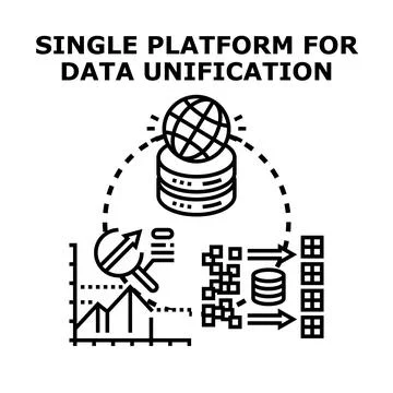 Unifying and managing data on a single platform Stock Illustration