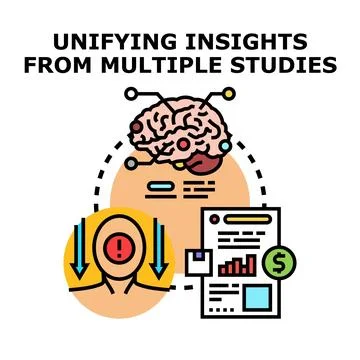 Unifying business insights from multiple data studies Stockillustratie