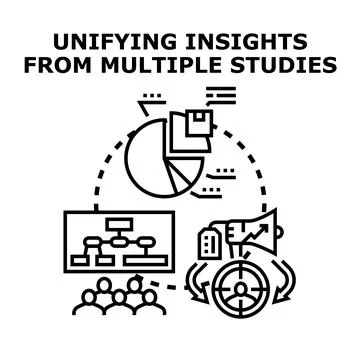Unifying insights from multiple studies vector illustration concept Stock Illustration