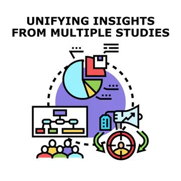 Unifying insights from multiple studies vector illustration concept Stockillustratie