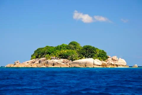 The uninhabited island of Ile Cocos Coco Island Praslin Seychelles Africa Stock Photos