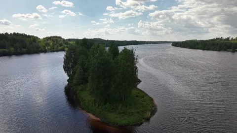 Uninhbited island in the middle of Daugava River, Latvia - May 22, 2026 Stock Footage 336107882