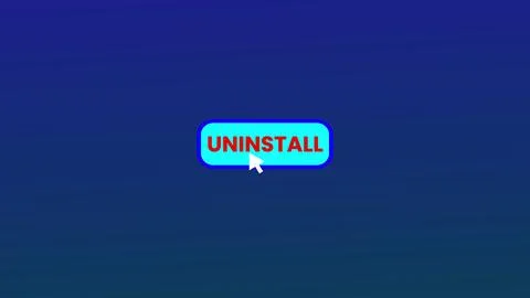 UNINSTALL button pressed on computer screen by cursor pointer mouse illustr.. Illustrazione stock