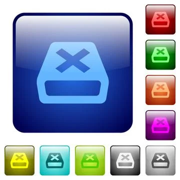 Uninstall color square buttons 스톡 일러스트