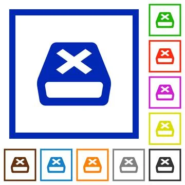 Uninstall flat framed icons Stock Illustration