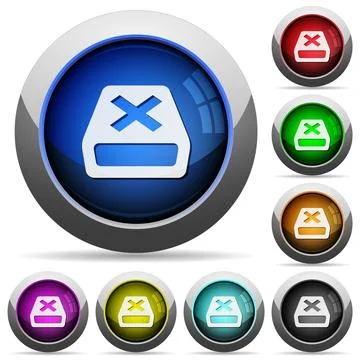 Uninstall round glossy buttons Stock Illustration