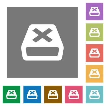 Uninstall square flat icons Stock Illustration