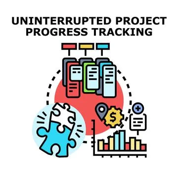 Uninterrupted project progress tracking, planning, and development イラスト素材