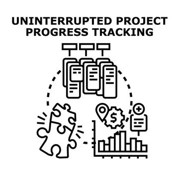 Uninterrupted project progress tracking, planning, and development Stock Illustration