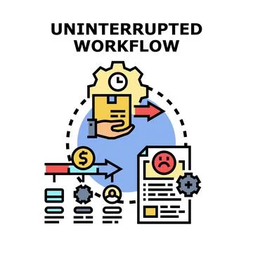 Uninterrupted workflow concept illustrating efficient business process 库存插图
