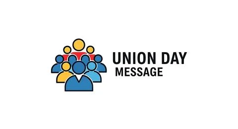 Union day message illustration, workers union concept, labor day graphic, c.. Illustrazione stock