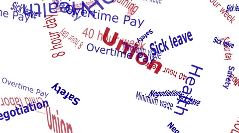 Union Falling Words Red and Blue Letters on White Background 4K Stock Footage 45850374