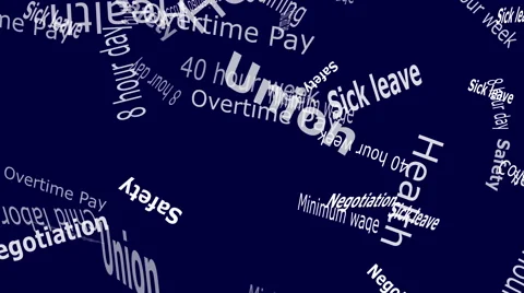 Union Falling Words White Letters on Blue Background 4K Stock Footage 45849205