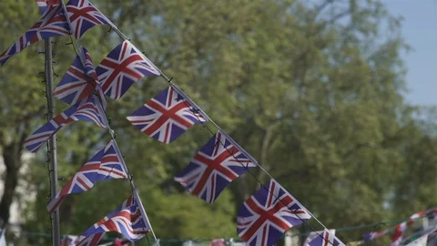 Union flag bunting. Stock Footage 93200856