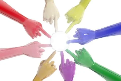 Union of hands of different colors Stock Illustration