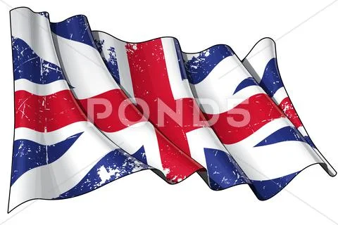 Union jack 16061801 (the king's colours) scratched Stock Illustration