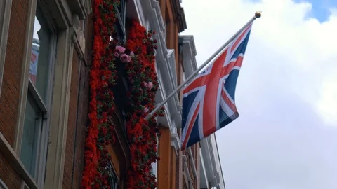 Union Jack And Roses Stock Footage 104643886