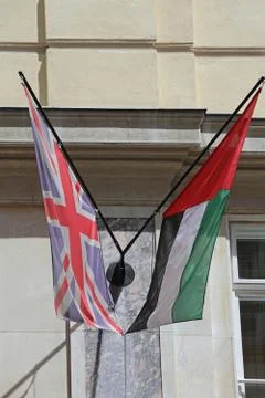 Union Jack and UAE Flags Stock Photos