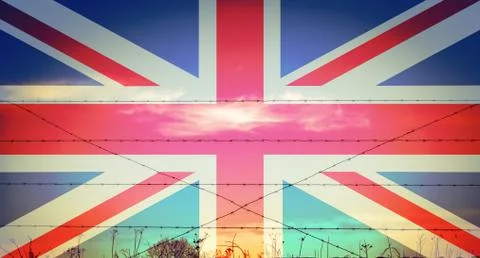 Union jack on the battle fields of ww1 barbed wire Foto stock