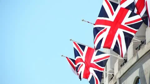 Union Jack blowing in the wind Stock Footage 11144257