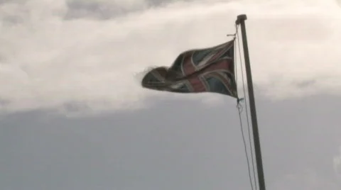Union Jack British Flag On A Cloudy Day Stock Footage 279211