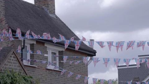 Union Jack Bunting Flags 스톡 동영상 236412324