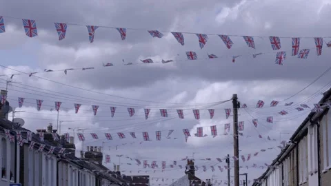 Union Jack Bunting Flags 스톡 동영상 236422126