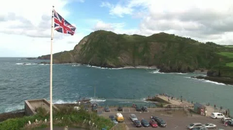 Union Jack Coastal Flag Stock Footage 18173872
