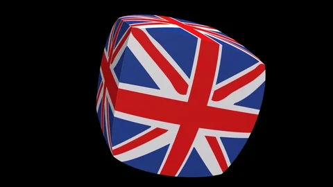 Union Jack cube waving Stock Footage