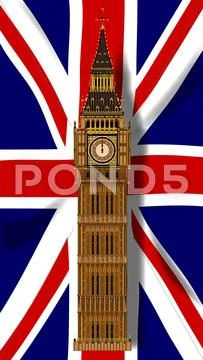Union Jack Flag with Big Ben Stock Illustration