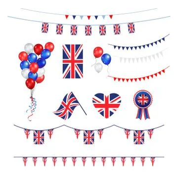 Union Jack flag design elements Stock Illustration