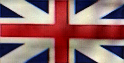 Union Jack flag displaying on a digital screen Stockillustratie