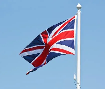 Union jack flag on flagpole Stock Photos