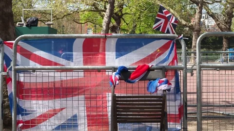 A Union Jack Flag Flying In The Wind, London, UK Stock Footage 240317313