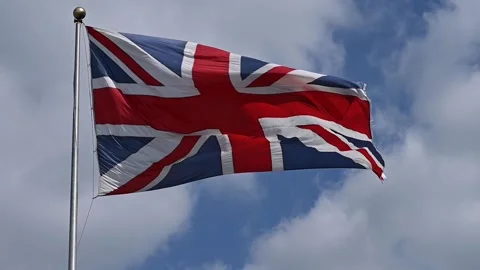 Union Jack Flag of Great Britain Slow Motion Video stock 159675538