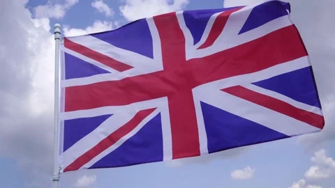 The Union Jack Flag of Great Britain Waving in the Wind. Видео 311376089