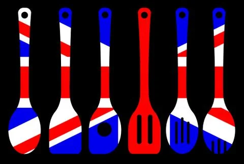 Union Jack Flag Kitchen Tools Silhouette Stock Illustration