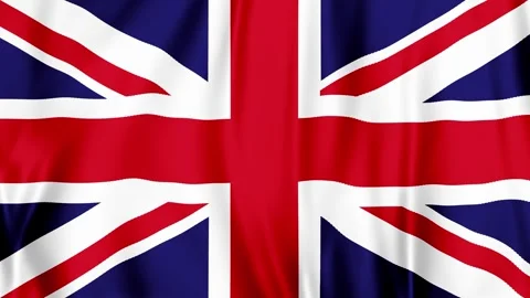 Union Jack Flag Moving Through Realistic Satin Fabric Folds Stock-Footage 343392775