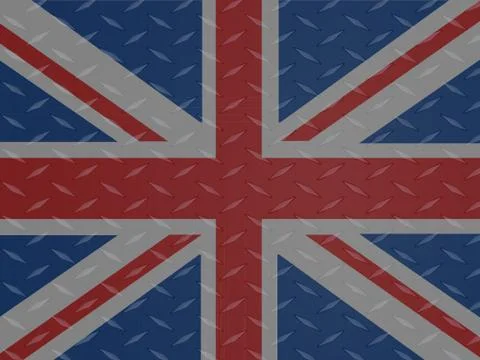 Union Jack flag over metallic diamond plate Stock Illustration