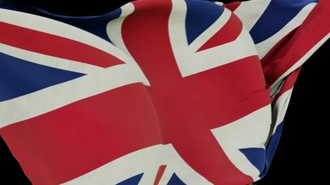 The Union Jack Flag slowly waving. Alpha Matte included. Stock Footage 120116295