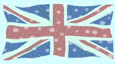 Union Jack Flag Snowflakes Stock Illustration