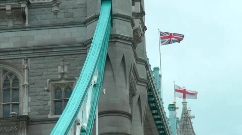Union Jack Flag on Tower Bridge Stock Footage 52029904