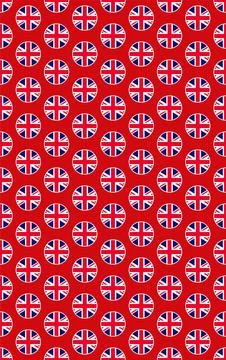 Union jack flag vector seamless pattern on red background Stock Illustration