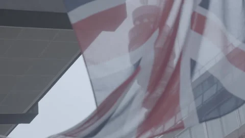 Union Jack Flag Waving with BT Tower in Background 스톡 동영상 342565855