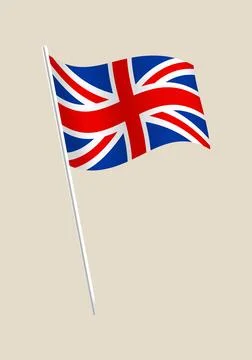 Union Jack Flag Waving on a Pole, Symbolizing Great Britain's National Prid.. Stock Illustration