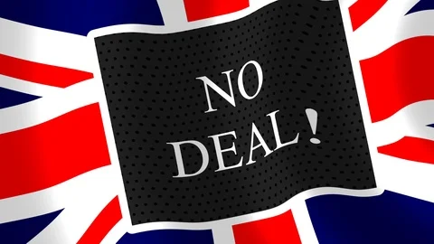 Union Jack Flag with the word “No-deal”, Brexit crisis concept Stock Footage 114669760