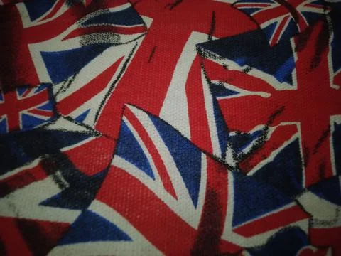 Union Jack Flags Background Pattern Close Up. Stock Photos